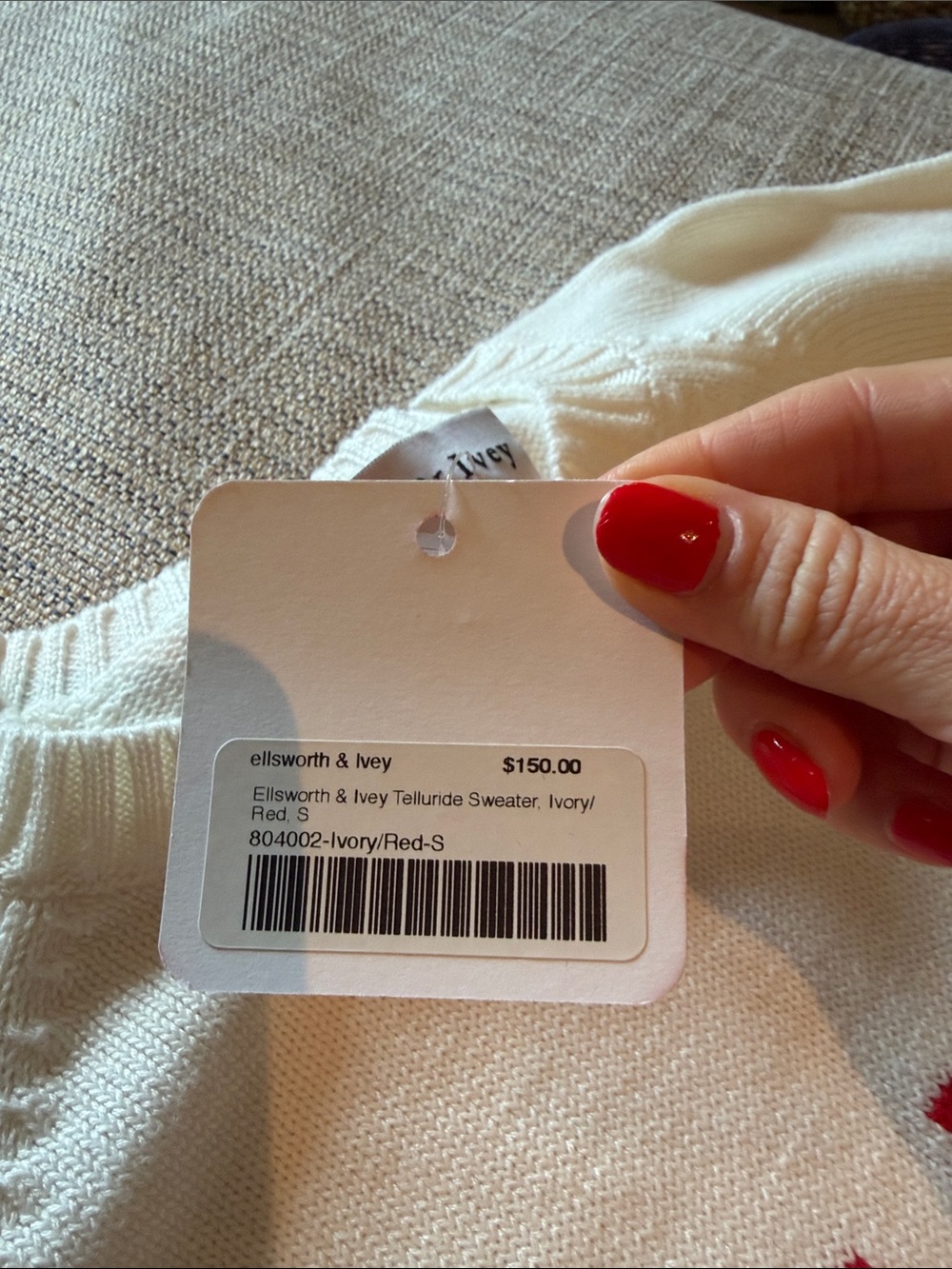 Telluride Crewneck Sweater in Cream with Red Logo - Picture 2 of 4